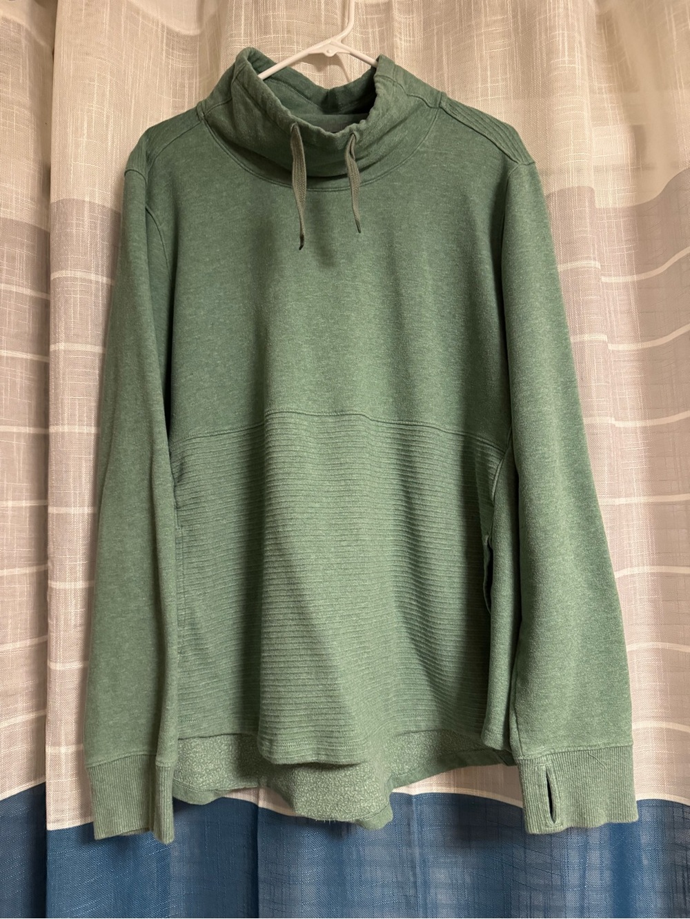 Womens LL Bean Green Funnel Neck Pullover